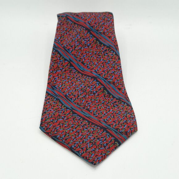 Missoni Cravatte Tie 100% Silk Red Blue Black Abstract Geometric Necktie  XLNT - Picture 2 of 8